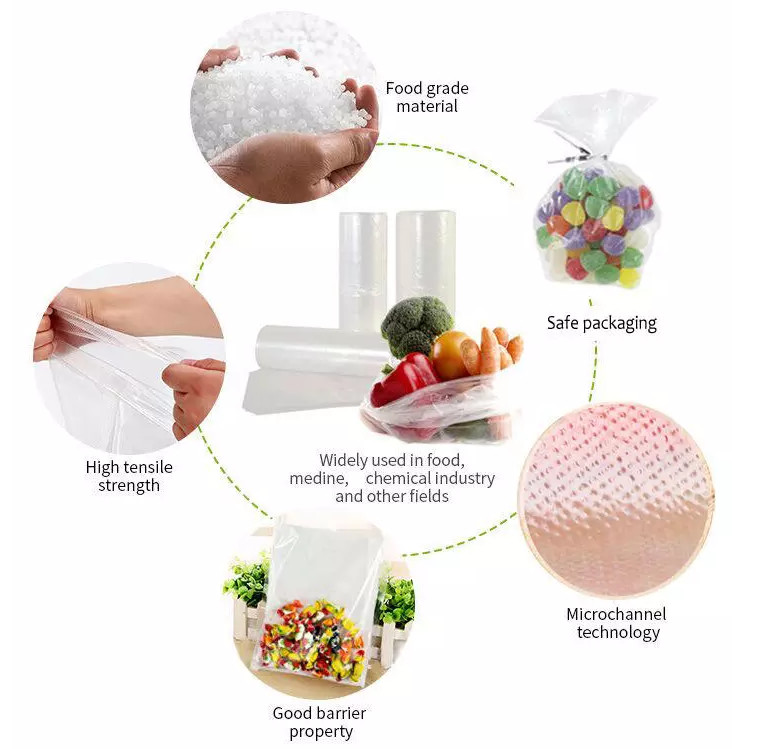 Flat Polyethylene Industrial Strength Plastic Bags Clear Clour For Food Storage
