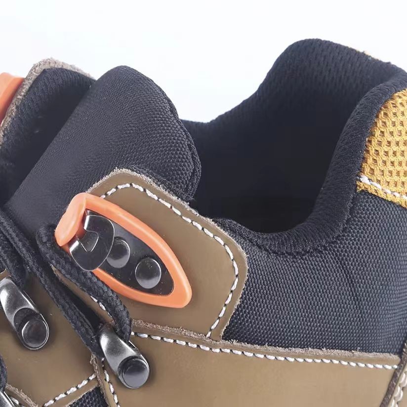 Nubuck Leather Construction Safety Shoes Yellow With Steel Toe And Tpu Outsole
