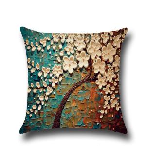 China Oil Painting Tree Throw Pillow Covers 18x18 Inch, Faux Linen Decorative Cushion Cases for Couch and Sofa wholesale