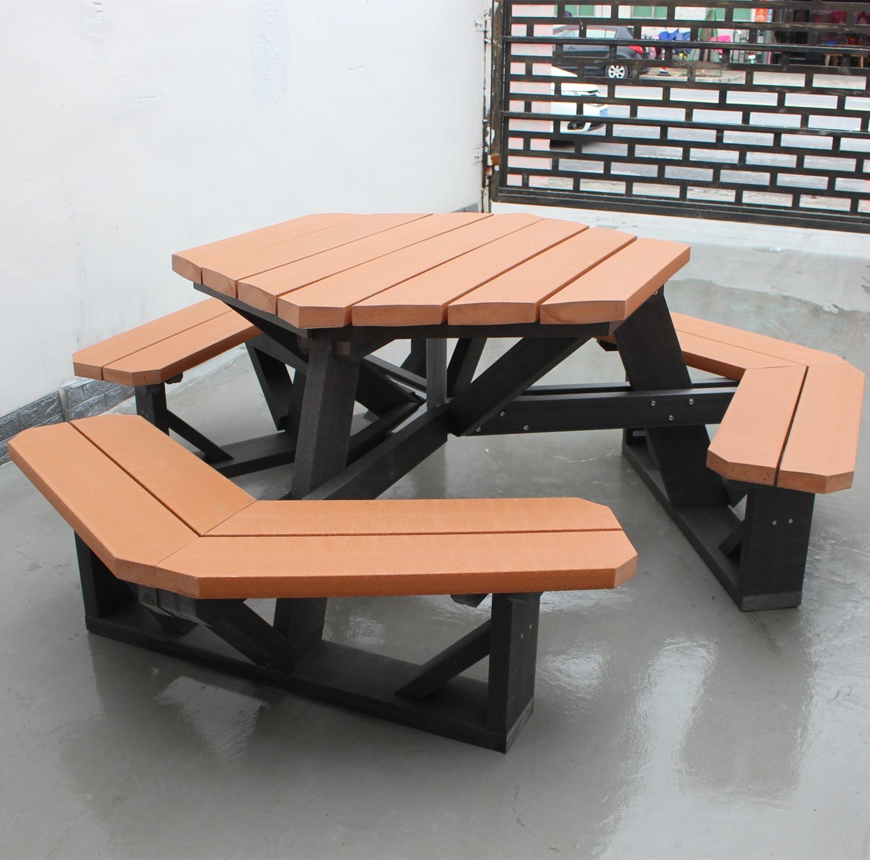 Cast Aluminum Conjoined Table Chair Outdoor Benches Garden Furniture
