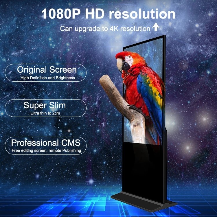 350cd/M2 Floor Standing Android Indoor Digital Display Screens 32/43/50/55/65