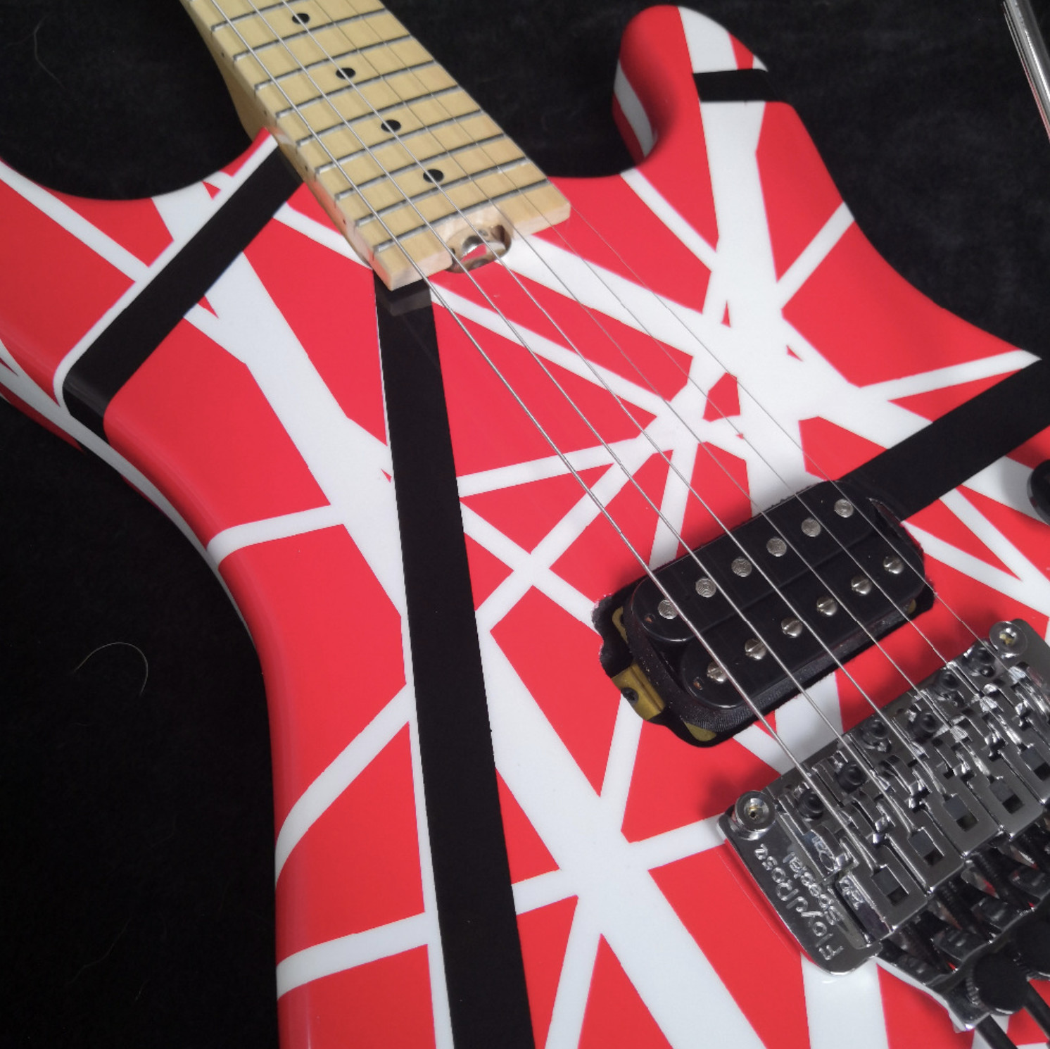 5150 Striped Series Red/Black/White, Maple fingerboard, Floyd Rose Locking Tremol Wolfgang Eddie Van Halen style guitar