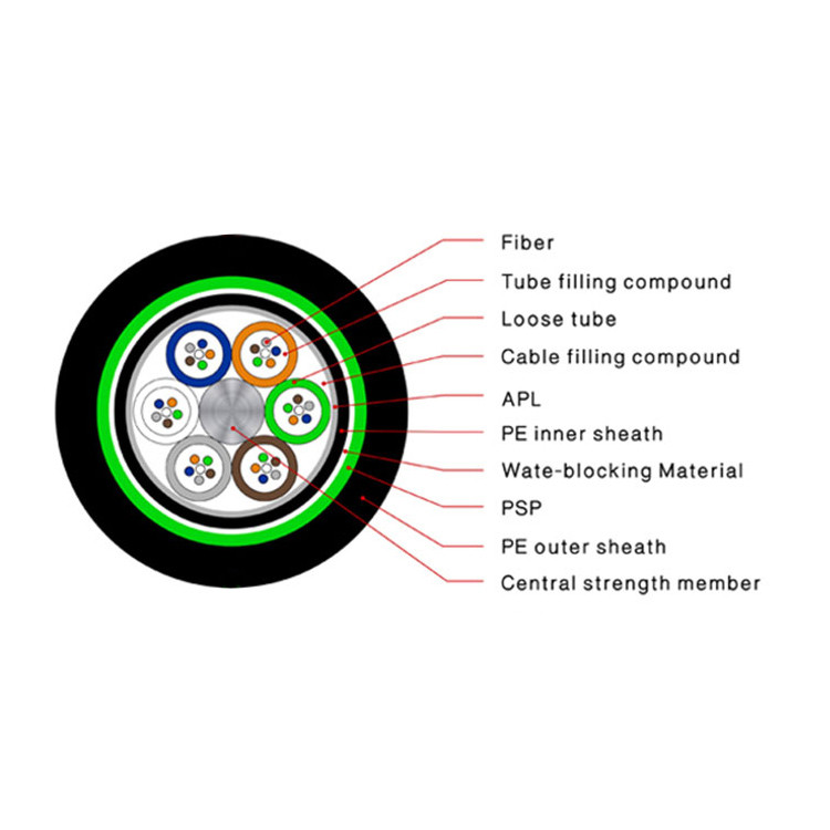 Dual Armoured GYTA53 Direct Burial Single Mode Fiber Optic Cable 36 Core