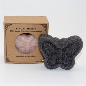 China Large Butterfly Shape Bamboo Charcoal Konjac Sponge OEM Logo wholesale
