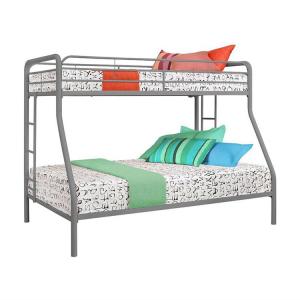 China Home White Metal Double Bunk Bed Frame With Secured Side Ladder wholesale
