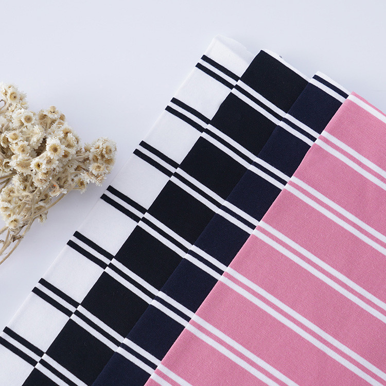 Soft And Moisture Absorption Easy To Care Striped Knit Fabric For Tracksuit