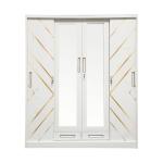 Vertical Sliding Four Doors Metal Clothes Closet Steel Bedroom Wardrobe
