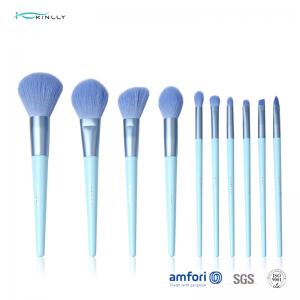 China Blue Handle 10PCS BSCI Complete Makeup Brush Set wholesale