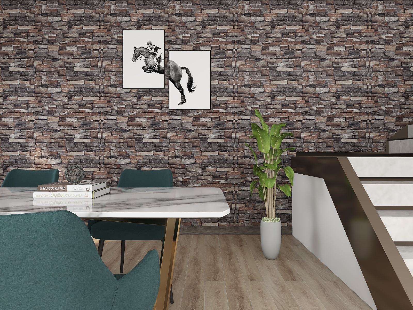 3D Slate Stone Brick Effect Wallpaper PVC 3D Brick Wallpaper For Walls