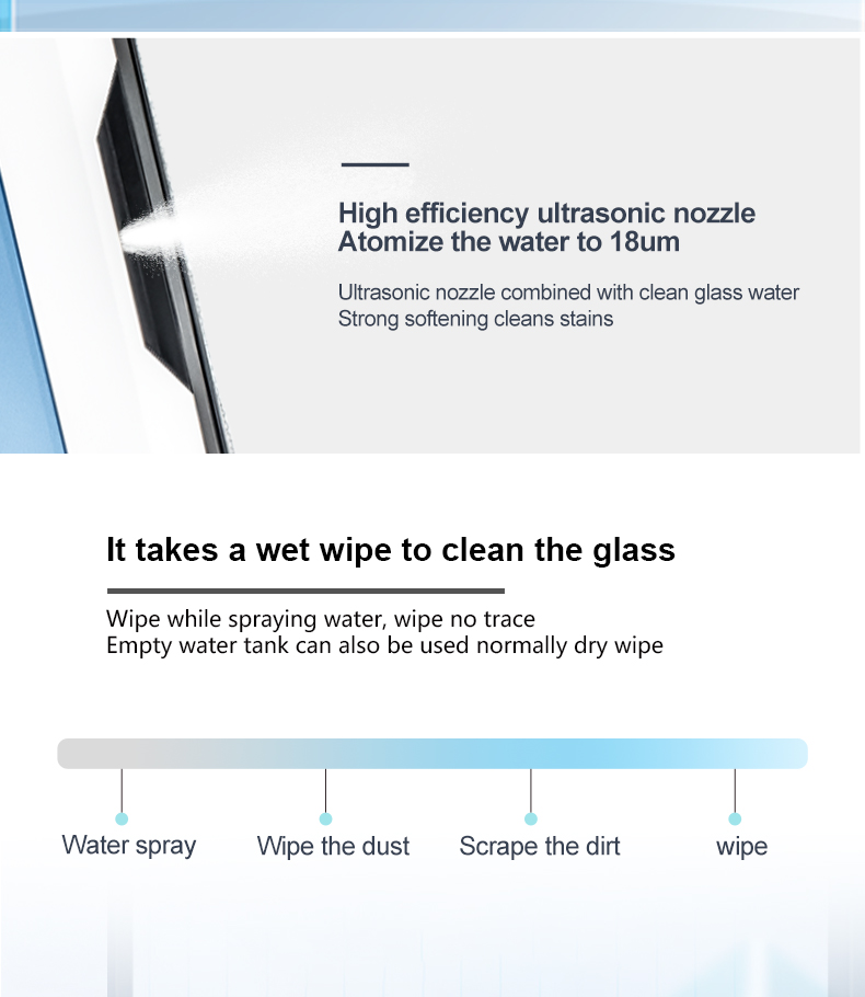Custom Label Dual Ultrasonic Spray Glass Window Cleaner Robot for Smart Home Cleaning