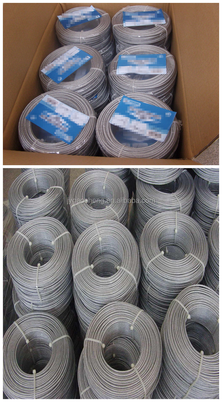 3.2mm 7X7 Plastic Coated Galvanized Steel Wire Rope Vinyl Coated For Clothes Lines