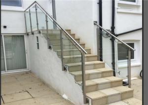 China Side Mount Glass Balustrade Stainless Steel Handrails , Steel And Glass Stair Railing wholesale