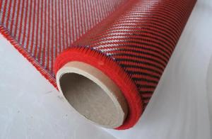China DuPont Carbon Fiber Composite Materials 2X2 Twill Weave Red Aramid Fiber Fabric on sale