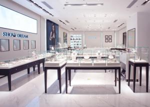 China OEM Showroom Display Cases , Fashion Jewellery Shop Interior Design Plans wholesale