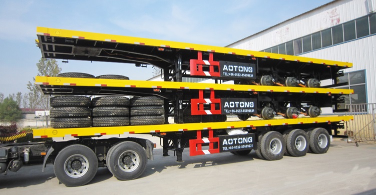 3 Axle Flat Bed 40ft Container Truck Trailer with Twist Locks and Max Payload 50ton