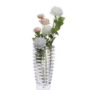 China High Quality Transparent Round Pattern Flower Glass Vase wholesale
