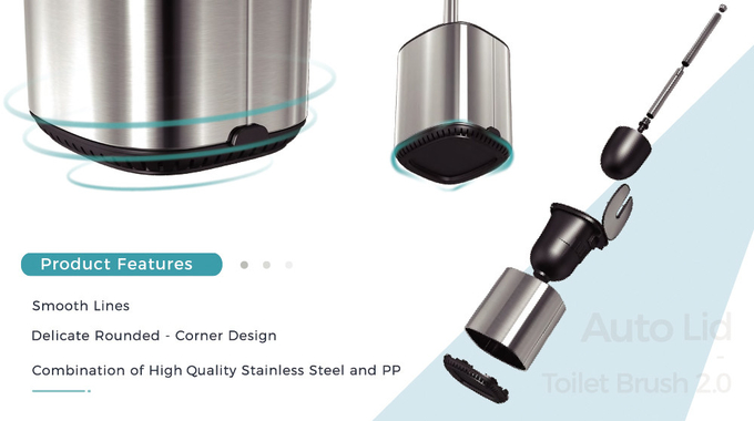 Stainless Steel Flip Lid Toilet Brush And Holder For Household Toilet Cleaning Essentials
