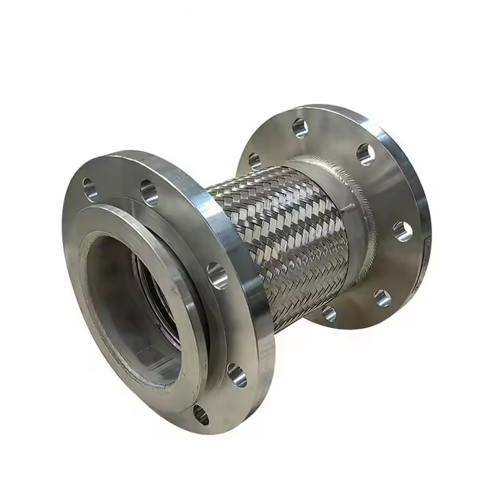 DN80 PN10 High Temperature Braided Corrugated Expansion Joint Stainless Steel Flange Metal Hose