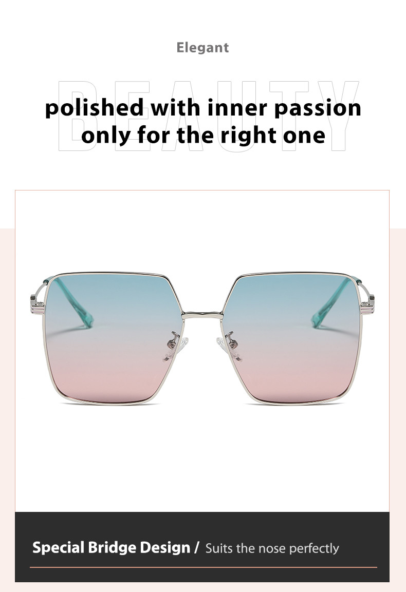 Oversized Metal Frame Sunglasses Anti UV Non Polarized Protect Eyes
