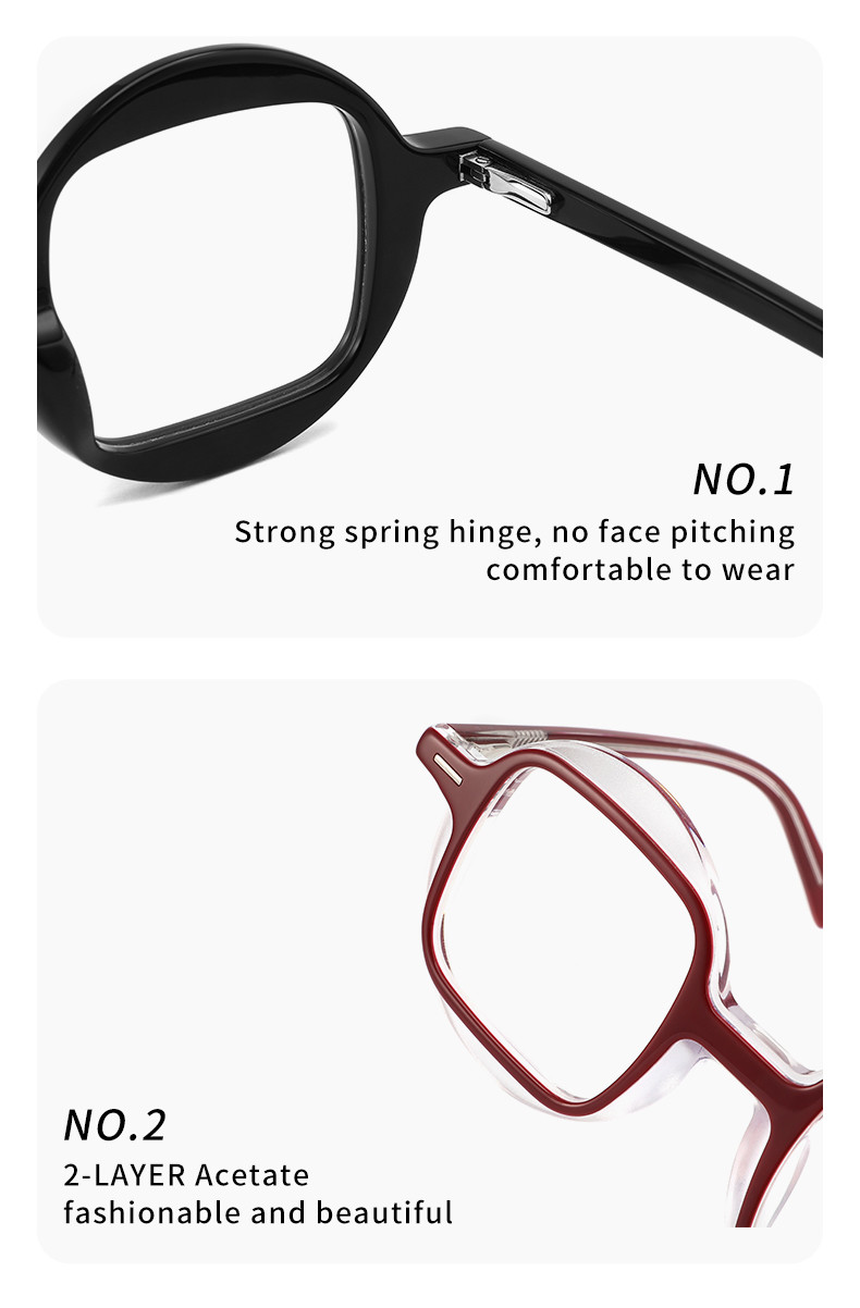 Irregular Acetate Optical Frames 2 LAYER Glasses Lenses Can Be Replaced