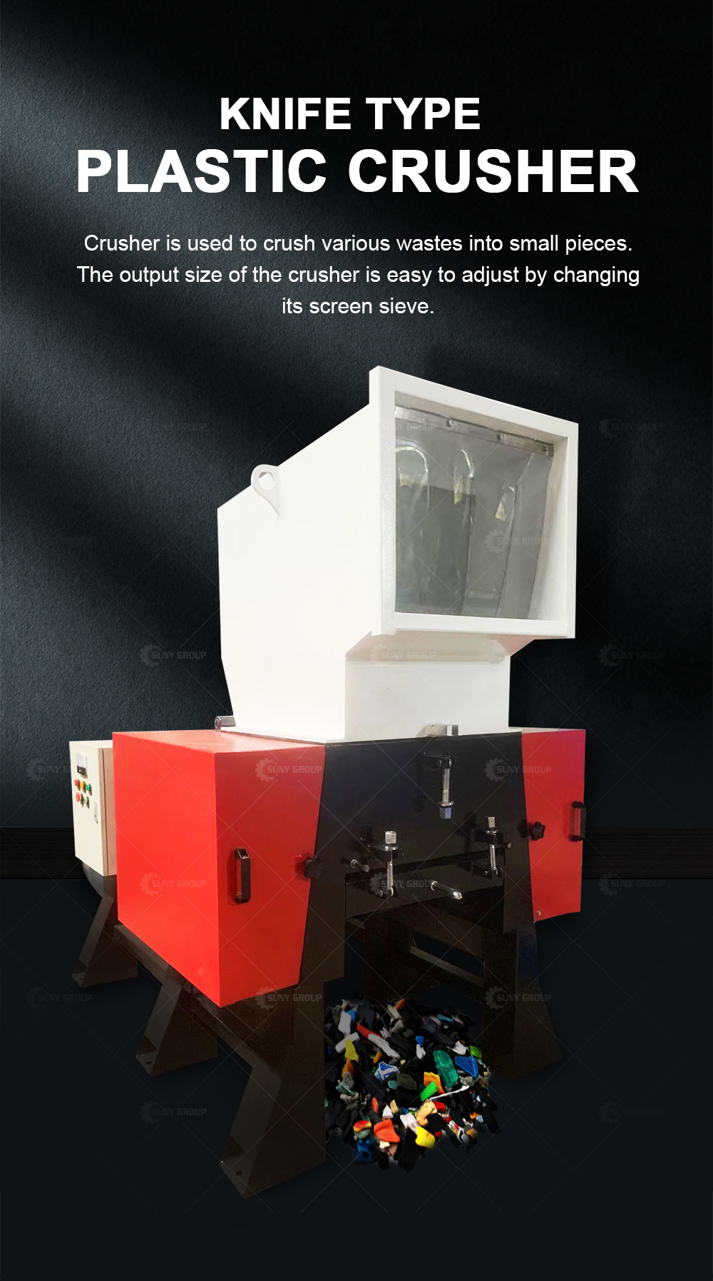Plastic Knife Type Crusher Car Crushing Machine in Customized Color for End Customers