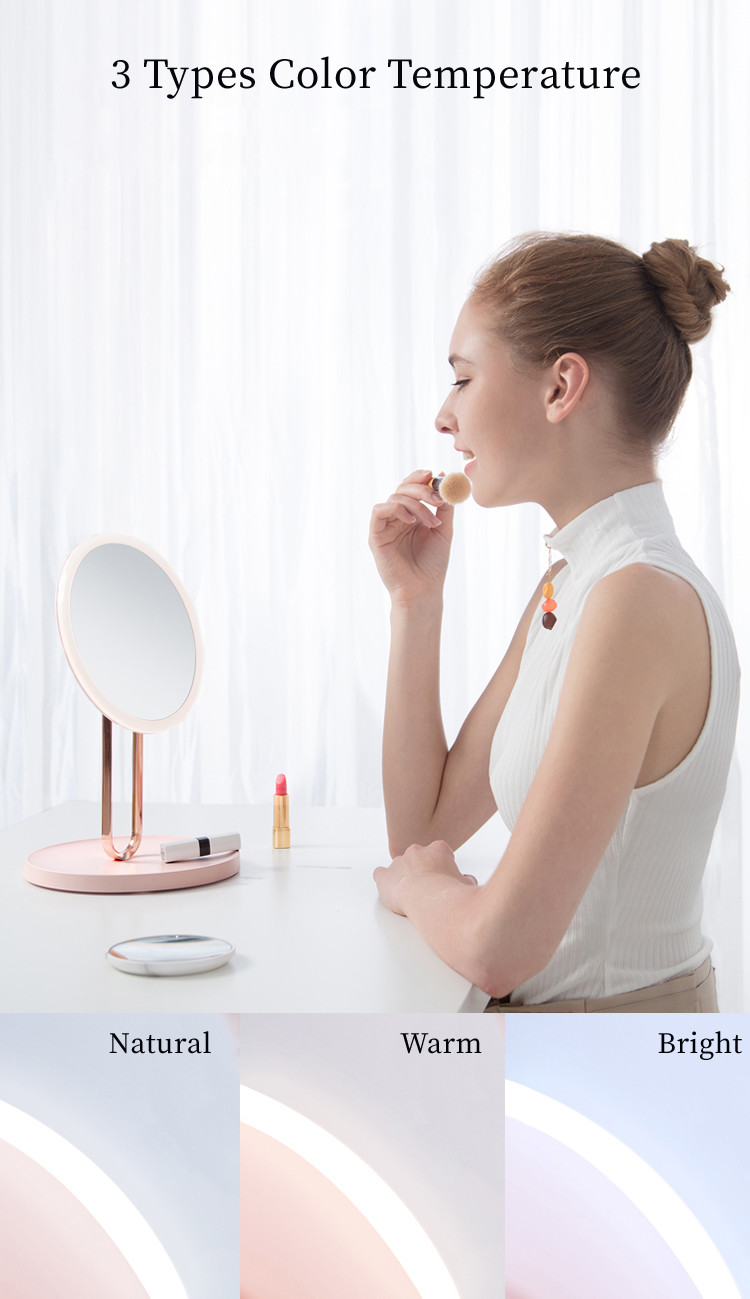 3 Color Temp 6000mAh 6500K Magnifying Makeup Mirror 840 Lux