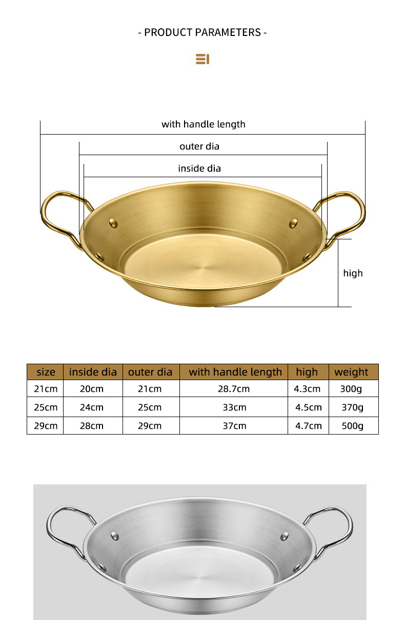 Amazon Hot Selling Cooking Kitchen Cookware Induction Frying Pan Stainless Steel Paella Pans Seafood Frying Pan