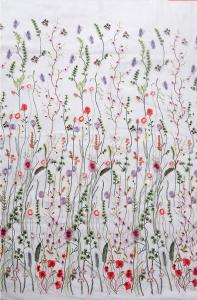 China Heavy Embroidered Floral Tulle Lace , Delicate White Mesh Bridal Lace Fabric By The Yard wholesale