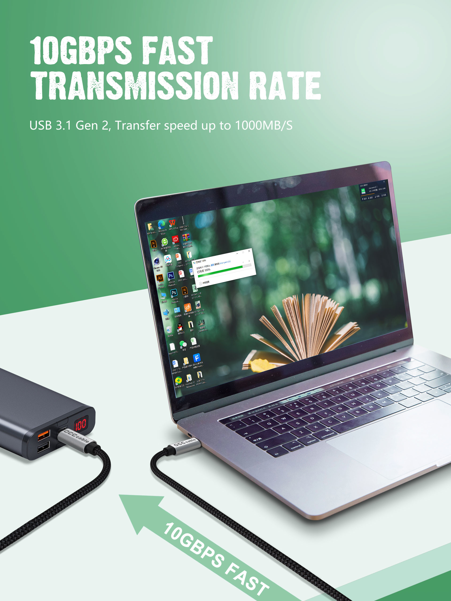Super Strong Kevlar 100W USB Type C Charging Cable Gen2 For Mobile Phone