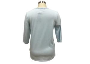 China Ladies Casual Wear 3/4 Sleeve / Ladies Softness T Shirt Big Printing In Front wholesale