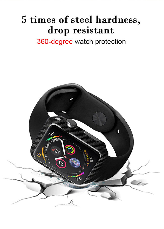 Glossy Shockproof Aramid Fiber Watch Case For Apple Watch Series 4 5