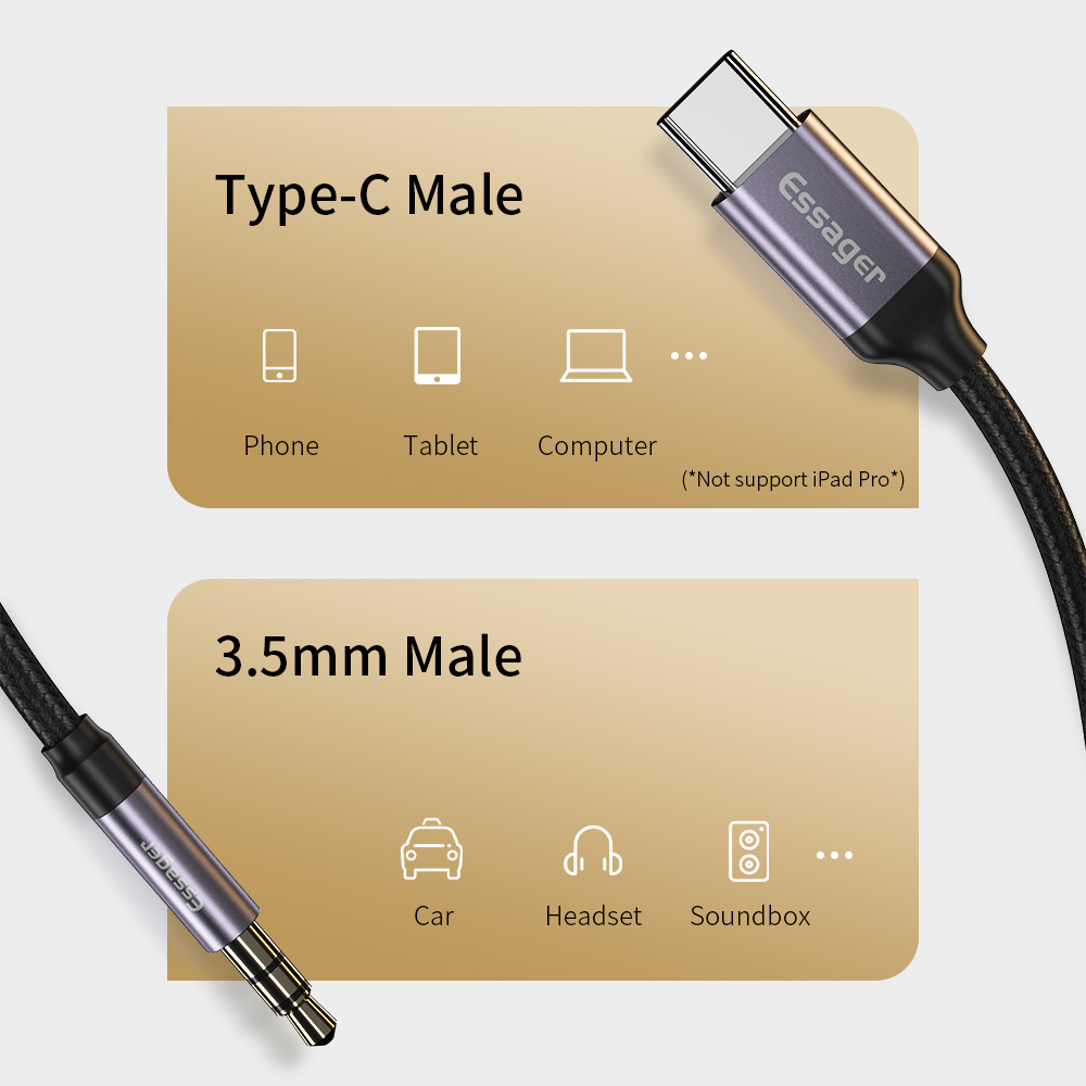 Type C To 3.5mm AUX USB Audio Adapter With Plug In Connection OLP Protection