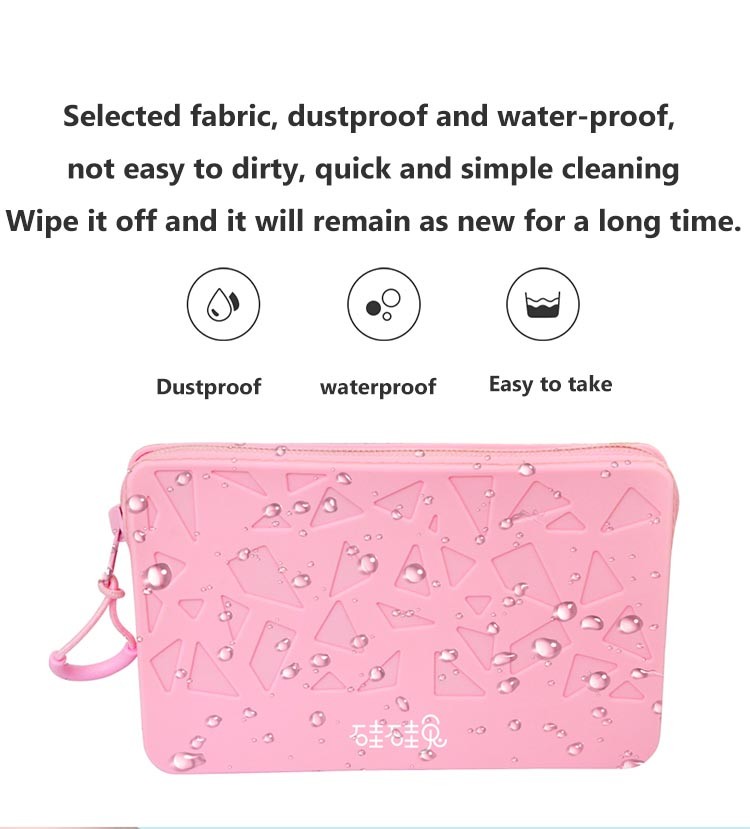 Small Square Silicone Waterproof Organizer Cosmetic Storage Bag Large Capacity Holder Portable Cosmetic