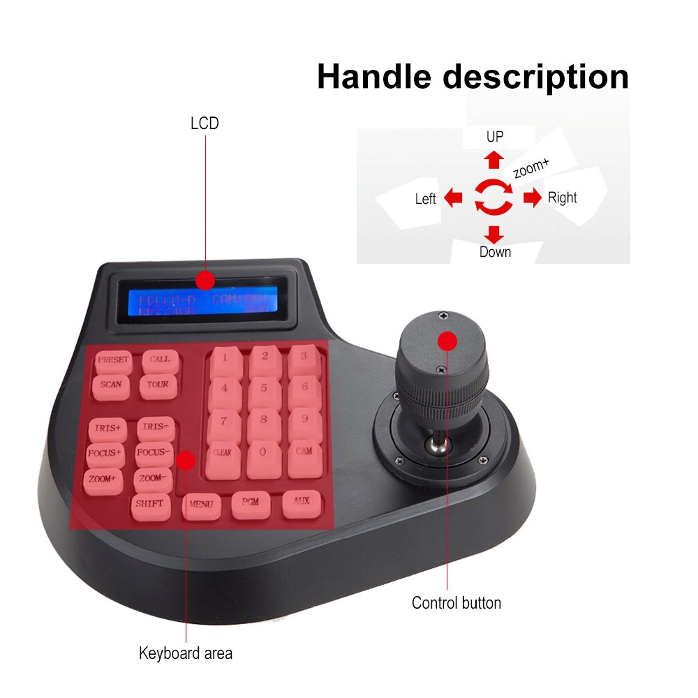 3D Axis joystick keyboard AHD TVI CVI analog speed dome PTZ Controller RS485 Pelco-D/P display for surveillance camera