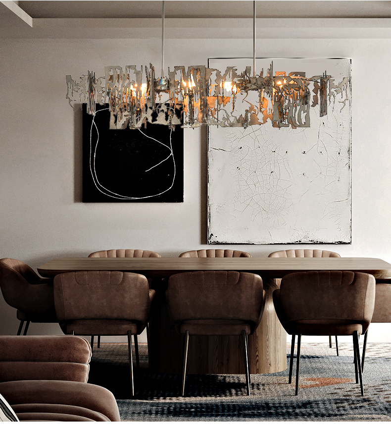 Modern Designer metal fragment Art Chandelier Rectangle Kitchen Island Hanging light(WH-MI-453)