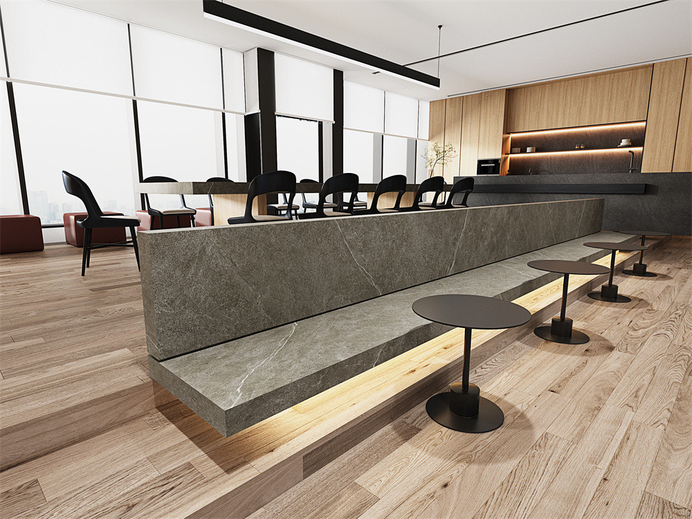 Grey Matt 1600x3200mm Glazed Porcelain Sintered Stone Slab And Antibacterial Indoor Tiles For Office Design