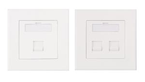 China Flat Faceplate 86x86mm 1 Port 2 Port White Network Faceplate wholesale