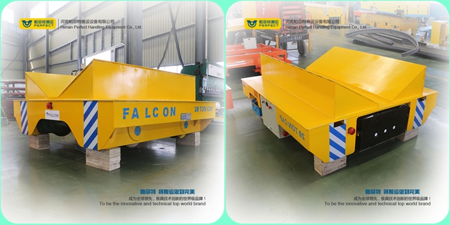 V-shape and roller on transfer car for coiled material applied in plant