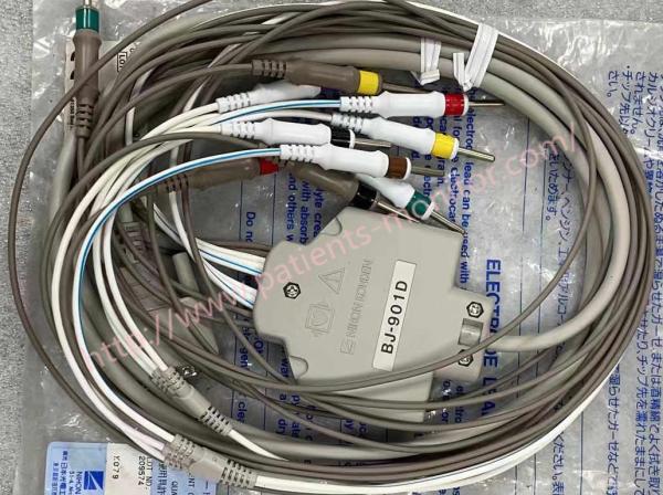 BJ-901D Nihon Kohden EKG ECG Cable 10 Leads Wires 15 Pins Needle European