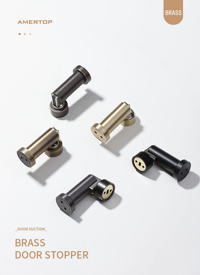 Pure Brass Non Perforated Anti Collision Door Stop , Bathroom Door Stopper Gate Resistor