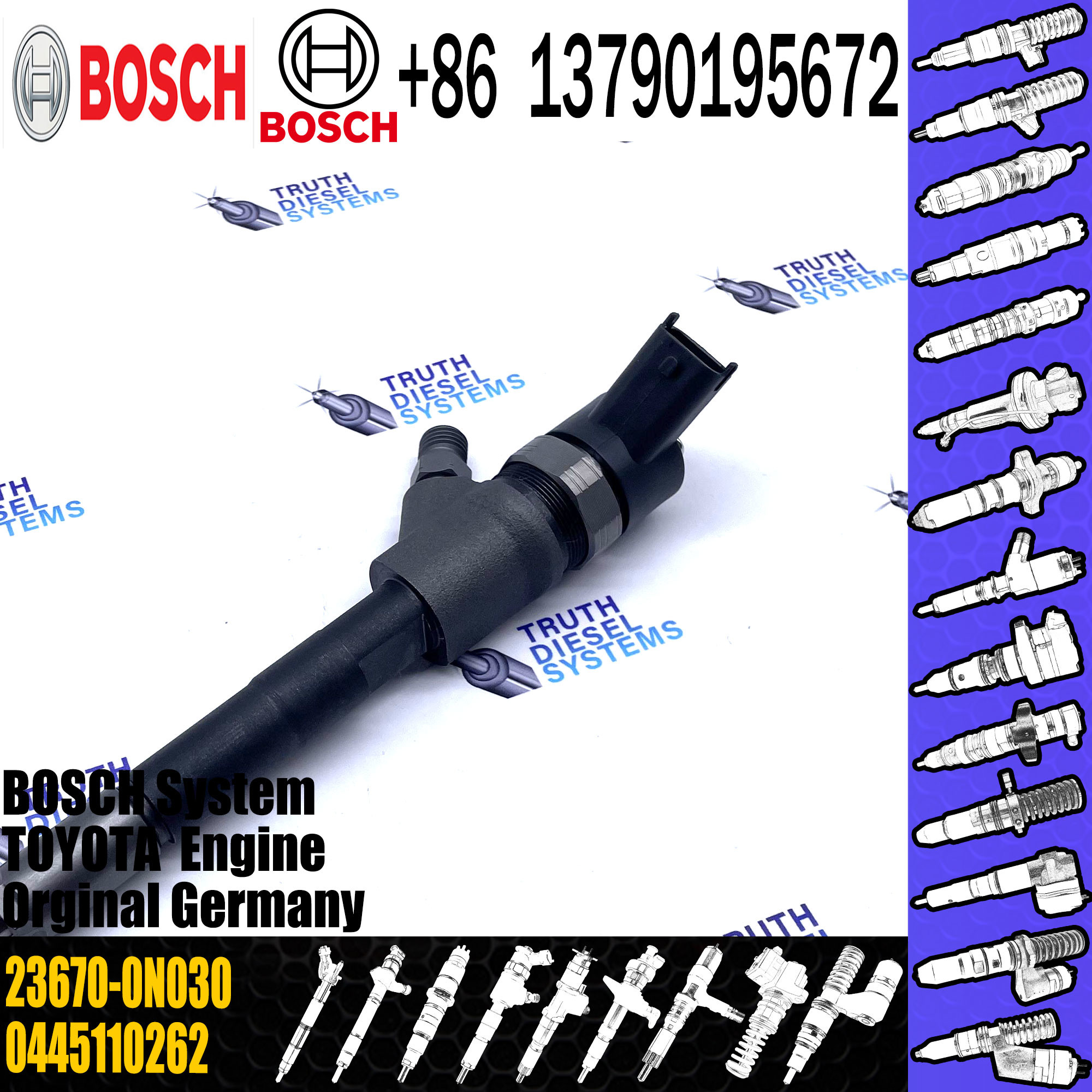 0445110262 BOSCH Diesel Injector Fuel 23670-0N040 For Toyota Yaris 1.4d