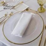 Transparent Gold Beaded Rim Charger Plate Round Flat Glass