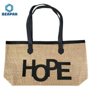China Recycle Handle Zipper Promotional Cotton Jute Bag wholesale