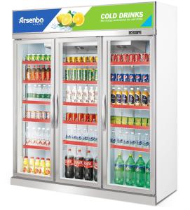 China 480W Vertical Commercial Display Refrigerator Practical Three Door wholesale