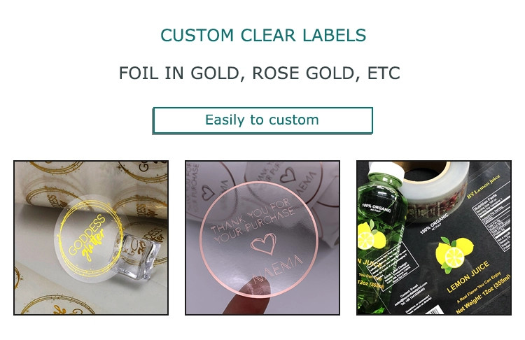 OEM Anti Ultraviolet Transparent PVC Vinyl Sticker With Rose Gold Foil Stamping
