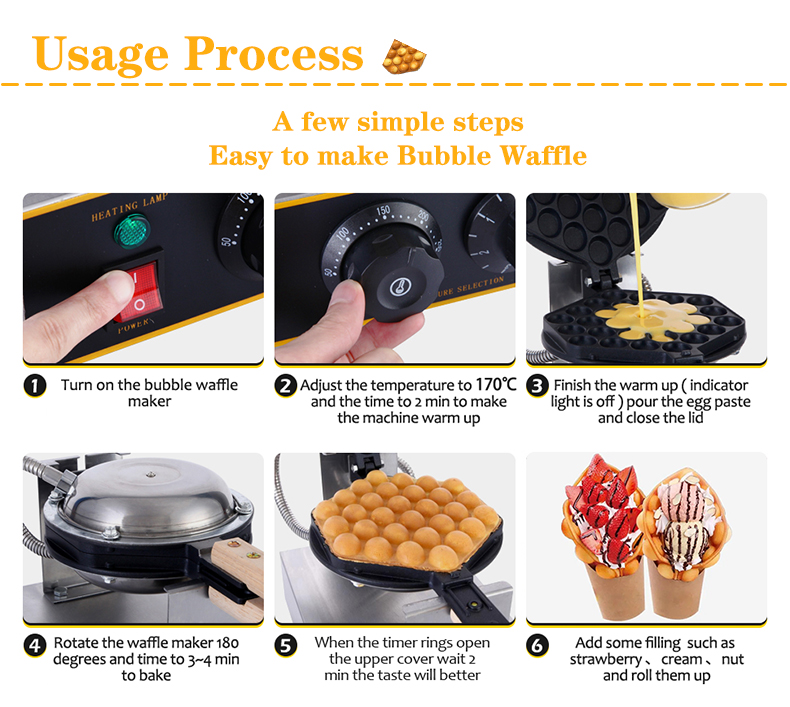 2023 High Productivity Electric Commercial Egg Waffle Maker Machine Bubble Waffle Machine