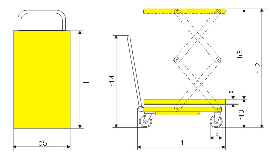 Hand Operated Movable Lift Table Double Scissor Heavy Duty Steel Construction