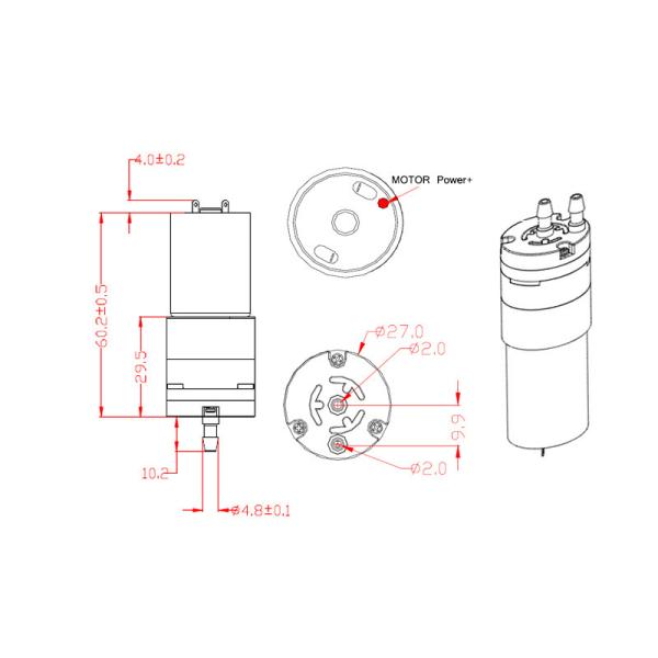 Low Noise 370C 12V Small Dc Water Pump Large Flow 300 MmHg With Dc Motor
