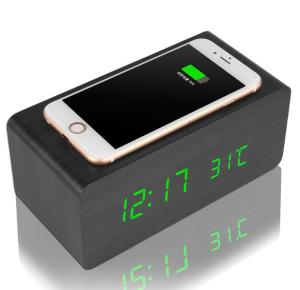 China LED Wooden Desktop Charging Station Creative Universal QI Wireless Charger wholesale