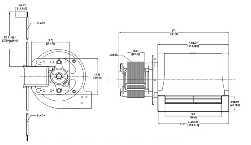AC 35W 0.6A 115V Fireplace Higher Flowing Blower Motor Ball Bearing